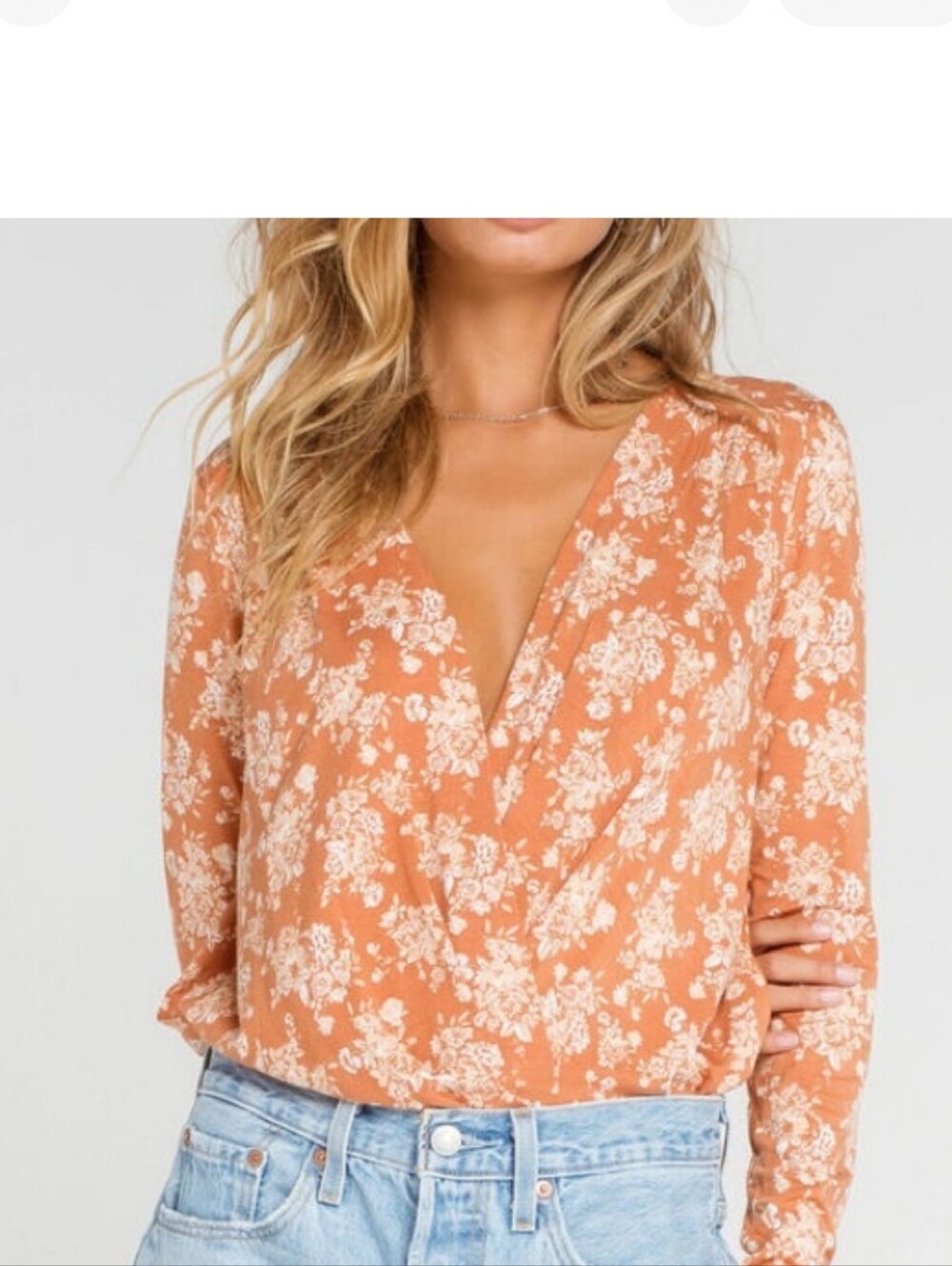 Women's Free People Intimately Turnt Orange Floral Bodysuit Large